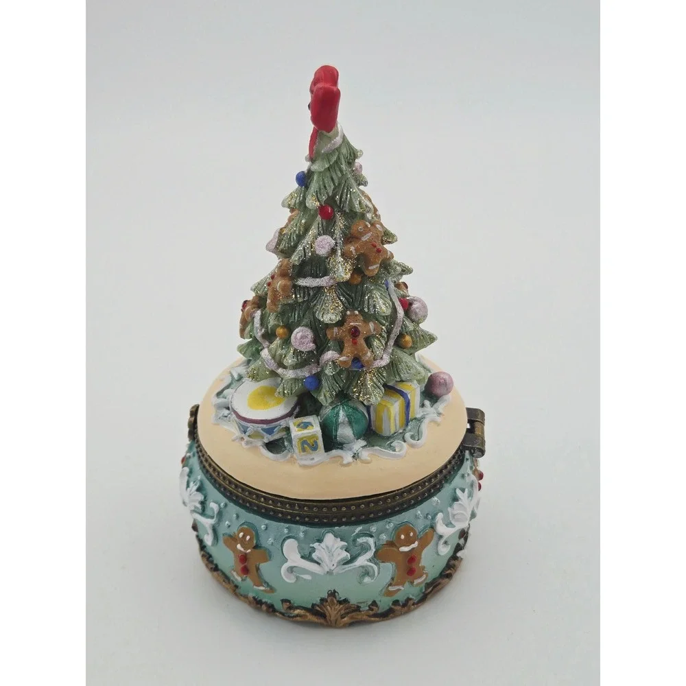 Kurt S Adler Christmas Tree Gingerbread Trinket Box C5000 Teal Holiday Decor
